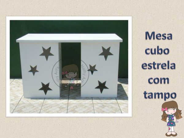 Mesa cubo estrela com tampo de 150X 60cm